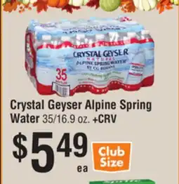 Smart & Final Crystal Geyser Alpine Spring Water offer
