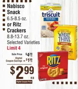 Smart & Final Nabisco Snack or Ritz Crackers offer
