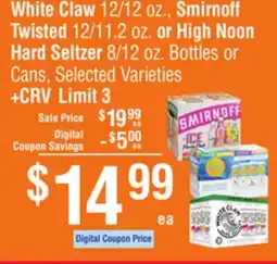 Smart & Final White Claw , Smirnoff Twisted or High Noon Hard Seltzer offer