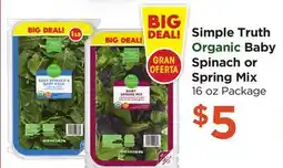 Food 4 Less Simple Truth Organic Baby Spinach or Spring Mix offer