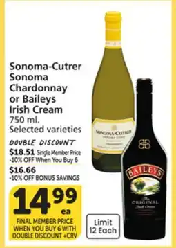 Albertsons Sonoma-Cutrer Sonoma Chardonnay or Baileys Irish Cream offer