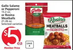 Albertsons Gallo Salame or Pepperoni 15.2 oz. or Rosina Meatballs 21-26 oz offer