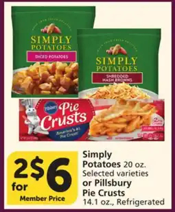 Albertsons Simply Potatoes 20 oz. Selected varieties or Pillsbury Pie Crusts 14.1 oz offer