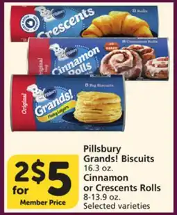 Albertsons Pillsbury Grands! Biscuits 16.3 oz. Cinnamon or Crescents Rolls 8-13.9 oz offer