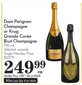 Pavilions Dom Perignon Champagne or Krug Grande Cuvée Brut Champagne offer