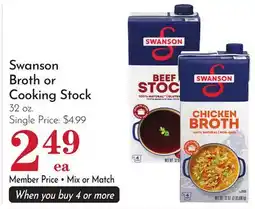 Pavilions Swanson Broth or Cooking Stock offer