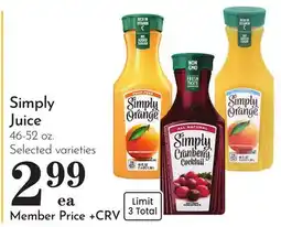 Pavilions Simply Juice offer