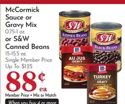 Pavilions McCormick Sauce or Gravy Mix 0.75-1 oz. or S & W Canned Beans 15-15.5 oz offer