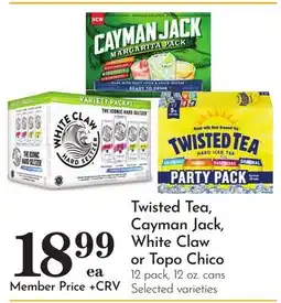 Pavilions Twisted Tea, Cayman Jack, White Claw or Topo Chico offer