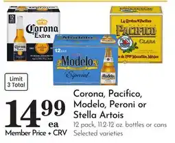Pavilions Corona, Pacifico, Modelo, Peroni or Stella Artois offer