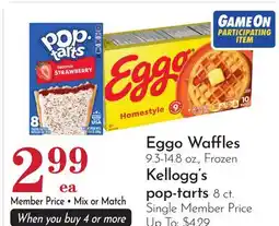 Pavilions Eggo Waffles 9.3-14.8 oz., Frozen Kellogg's pop-tarts 8 ct offer