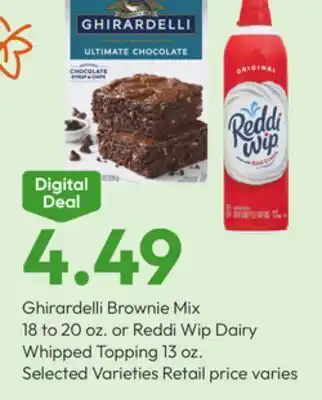Stater Bros Ghirardelli Brownie Mix 18 to 20 oz. or Reddi Wip Dairy Whipped Topping 13 oz offer