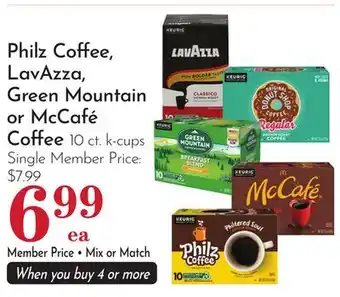 Pavilions Philz Coffee, LavAzza, Green Mountain or McCafé Coffee 10 cups offer