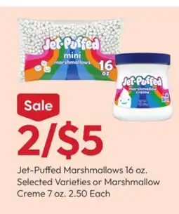 Stater Bros Jet-Puffed Marshmallows 16 oz. Selected Varieties or Marshmallow Creme 7 oz offer