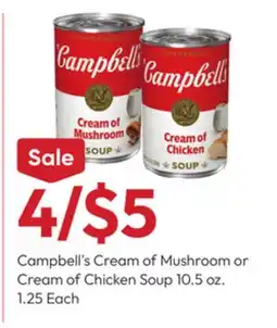 Stater Bros Campbell's Cream of Mushroom or Cream of Chicken Soup offer