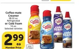 Vons Coffee-mate Creamer 28-32 oz. Refrigerated or Cold Foam 14 oz offer