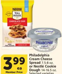 Vons Philadelphia Cream Cheese Spread 7.5-8 oz. or Nestlé Cookie Dough 14-16.5 oz offer