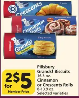 Vons Pillsbury Grands! Biscuits 16.3 oz. Cinnamon or Crescents Rolls 8-13.9 oz offer