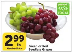 Vons Green or Red Seedless Grapes offer
