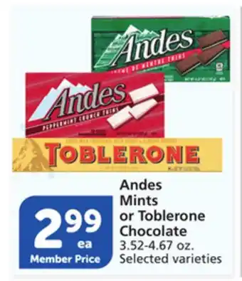 Vons Andes Mints or Toblerone Chocolate offer