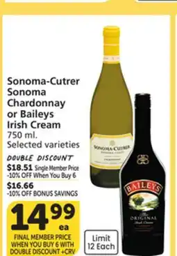 Vons Sonoma-Cutrer Sonoma Chardonnay or Baileys Irish Cream offer