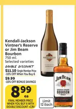 Vons Kendall-Jackson Vintner's Reserve or Jim Beam Bourbon offer