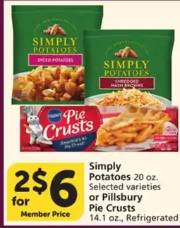 Vons Simply Potatoes 20 oz. Selected varieties or Pillsbury Pie Crusts 14.1 oz offer