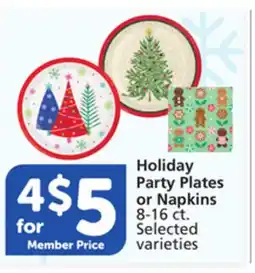 Vons Holiday Party Plates or Napkins offer