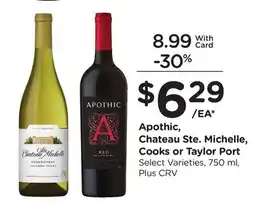 Ralphs Apothic, Chateau Ste. Michelle, Cooks or Taylor Port offer