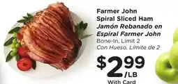 Ralphs Farmer John Spiral Sliced Ham offer