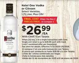 Ralphs Ketel One Vodka or Citroen offer