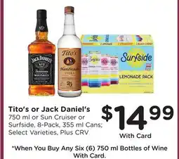 Ralphs Tito's or Jack Daniel's offer