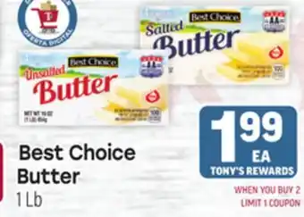 Tony’s Fresh Market Best Choice Butter offer