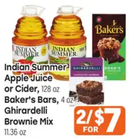 Tony’s Fresh Market Indian Summer Apple Juice or Cider, 128 oz Baker's Bars, 4 oz Ghirardelli Brownie Mix 11.36 oz offer