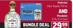 Tony’s Fresh Market Patrón Silver Tequila, 750mL AND Modelo 12Pk, 12oz Cans offer