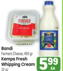Tony’s Fresh Market Bandi Farmers Cheese, 400 gr, Kemps Fresh Whipping Cream 32oz offer