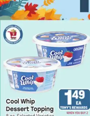Tony’s Fresh Market Cool Whip Dessert Topping offer