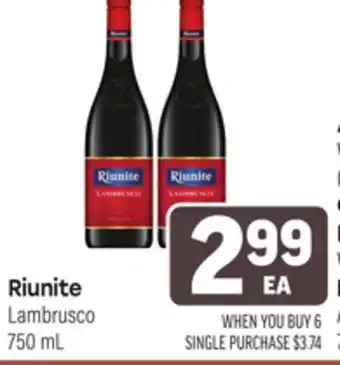 Tony’s Fresh Market Riunite Lambrusco offer