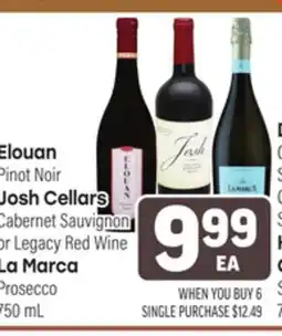 Tony’s Fresh Market Elouan Pinot Noir Josh Cellars Cabernet Sauvignon or Legacy Red Wine La Marca Prosecco 750 mL offer
