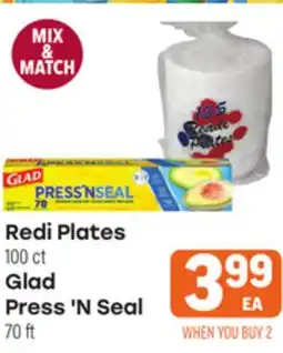 Tony’s Fresh Market Redi Plates 100ct Glad Press 'N Seal 70 ft offer