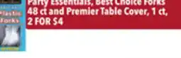 Tony’s Fresh Market Party Essentials Best Choice Forks 48 ct and Premier Table Cover, 1 ct offer