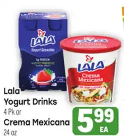 Tony’s Fresh Market Lala Yogurt Drinks 4Pk or Crema Mexicana 24oz offer