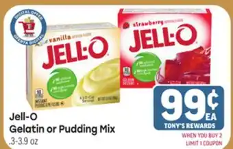 Tony’s Fresh Market Jell-O Gelatin or Pudding Mix offer