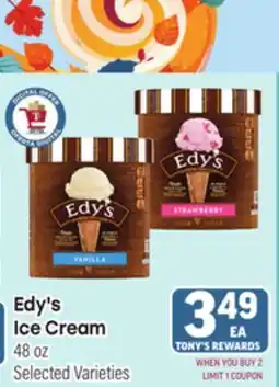 Tony’s Fresh Market Edy's Ice Cream offer