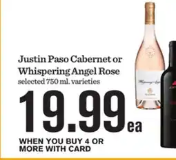 Mariano's Justin Paso Cabernet or Whispering Angel Rose offer