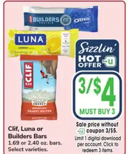 Jewel-Osco Clif, Luna or Builders Bars offer