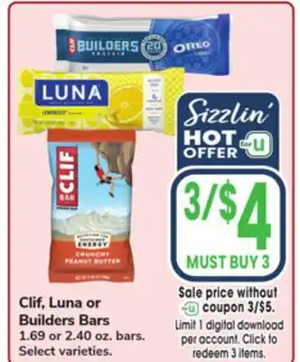 Jewel-Osco Clif, Luna or Builders Bars offer