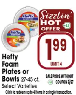 Jewel-Osco Hefty Foam Plates or Bowls offer