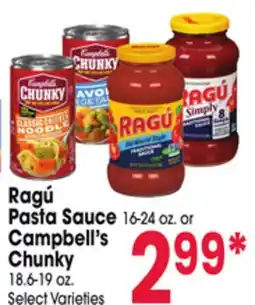 Jewel-Osco Ragú Pasta Sauce 16-24 oz. or Campbell's Chunky 18.6-19 oz offer