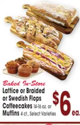 Jewel-Osco Lattice or Braided or Swedish Flops Coffeecakes 14-16 oz. or Muffins 4 ct offer